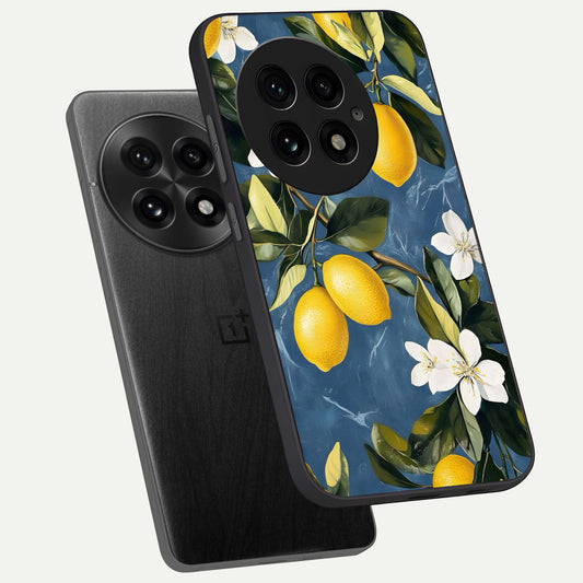 Lemon Dream Garden phone case For OnePlus 13 showing premium glass back cover with detailed artwork