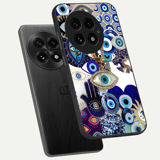 Mystic Charm Eye phone case For OnePlus 13 showing premium glass back cover with detailed artwork