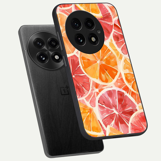 Orange Fruits Pattern phone case For OnePlus 13 showing premium glass back cover with detailed artwork
