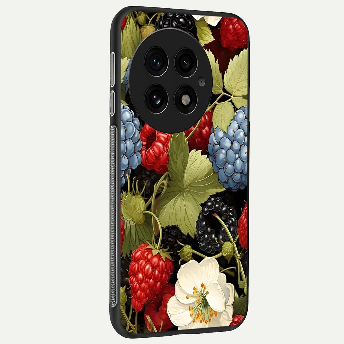 Berry Bloom Charm back cover For OnePlus 13 slim fit glass case with vibrant aesthetic design