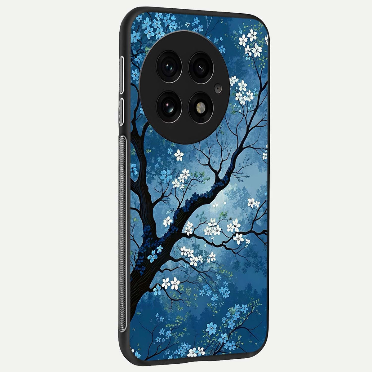 Blue Tree Serenity back cover For OnePlus 13 slim fit glass case with vibrant aesthetic design