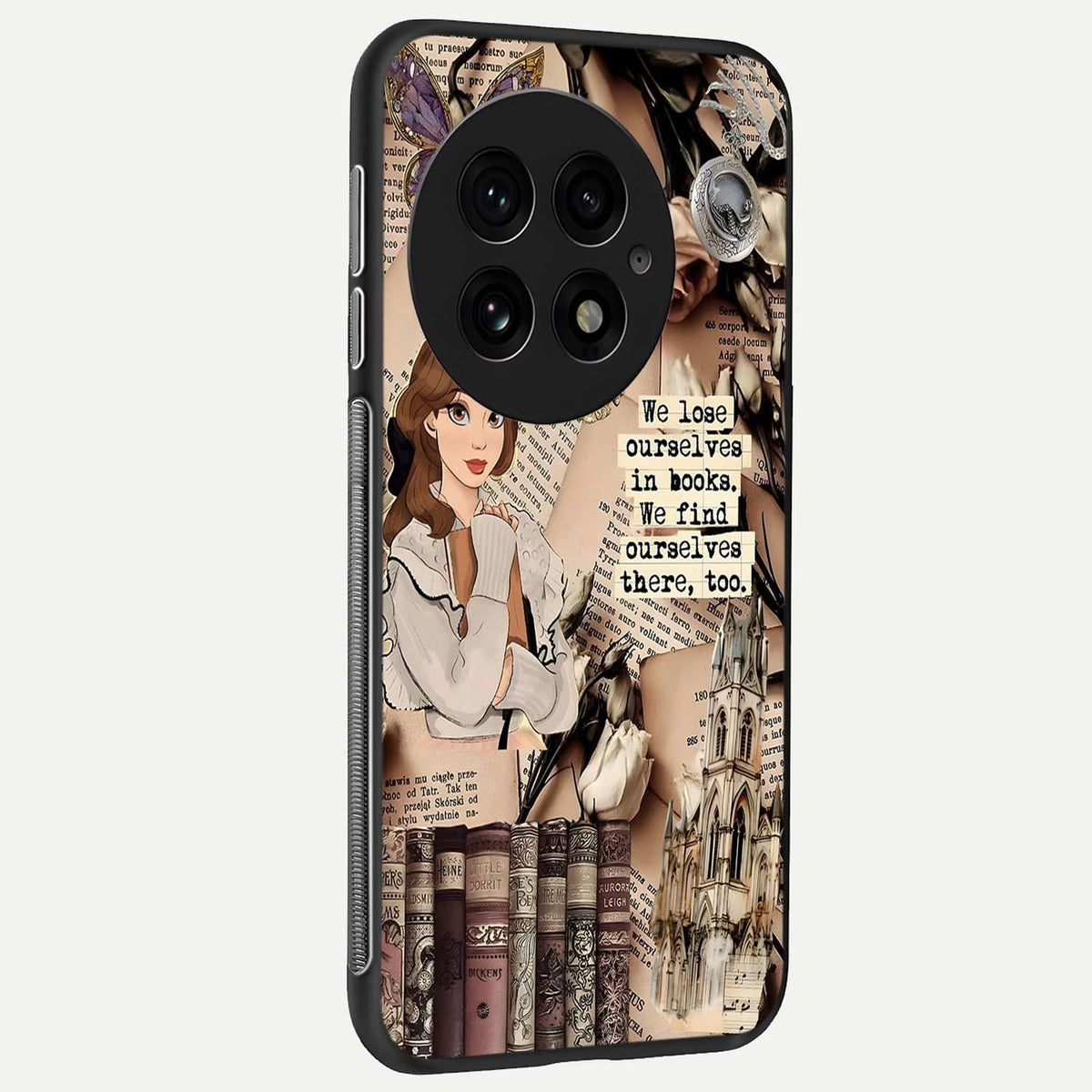 Bookish Dream World back cover For OnePlus 13 slim fit glass case with vibrant aesthetic design