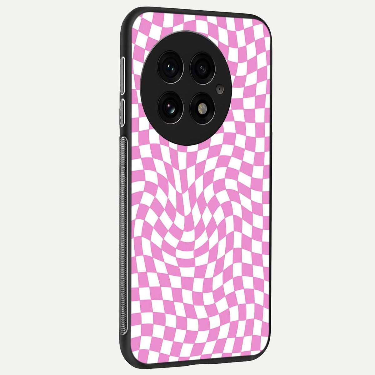 Bubblegum Check Wave back cover For OnePlus 13 slim fit glass case with vibrant aesthetic design