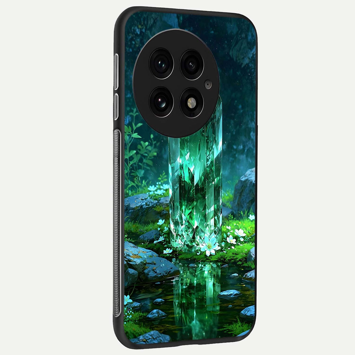 Emerald Light Crystal back cover For OnePlus 13 slim fit glass case with vibrant aesthetic design