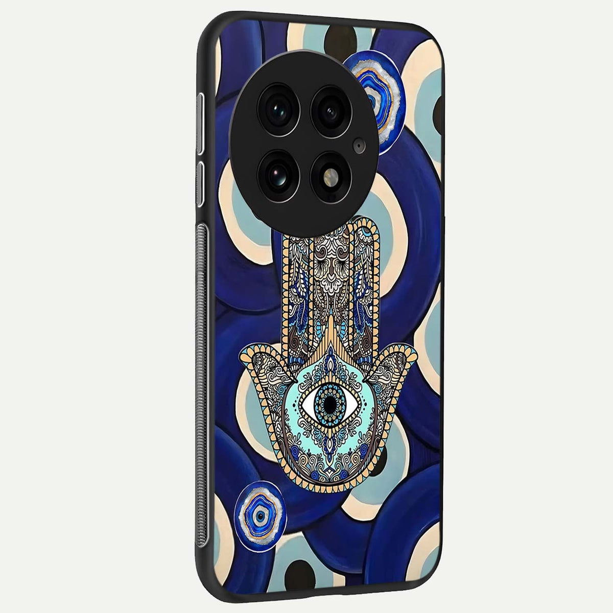 Hamsa Divine Guard back cover For OnePlus 13 slim fit glass case with vibrant aesthetic design