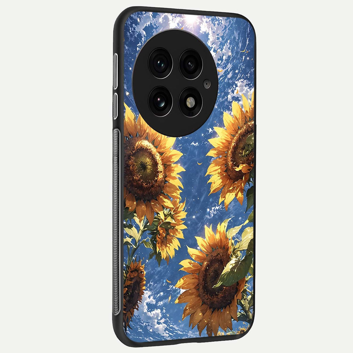Heavenly Sunflower Rise back cover For OnePlus 13 slim fit glass case with vibrant aesthetic design