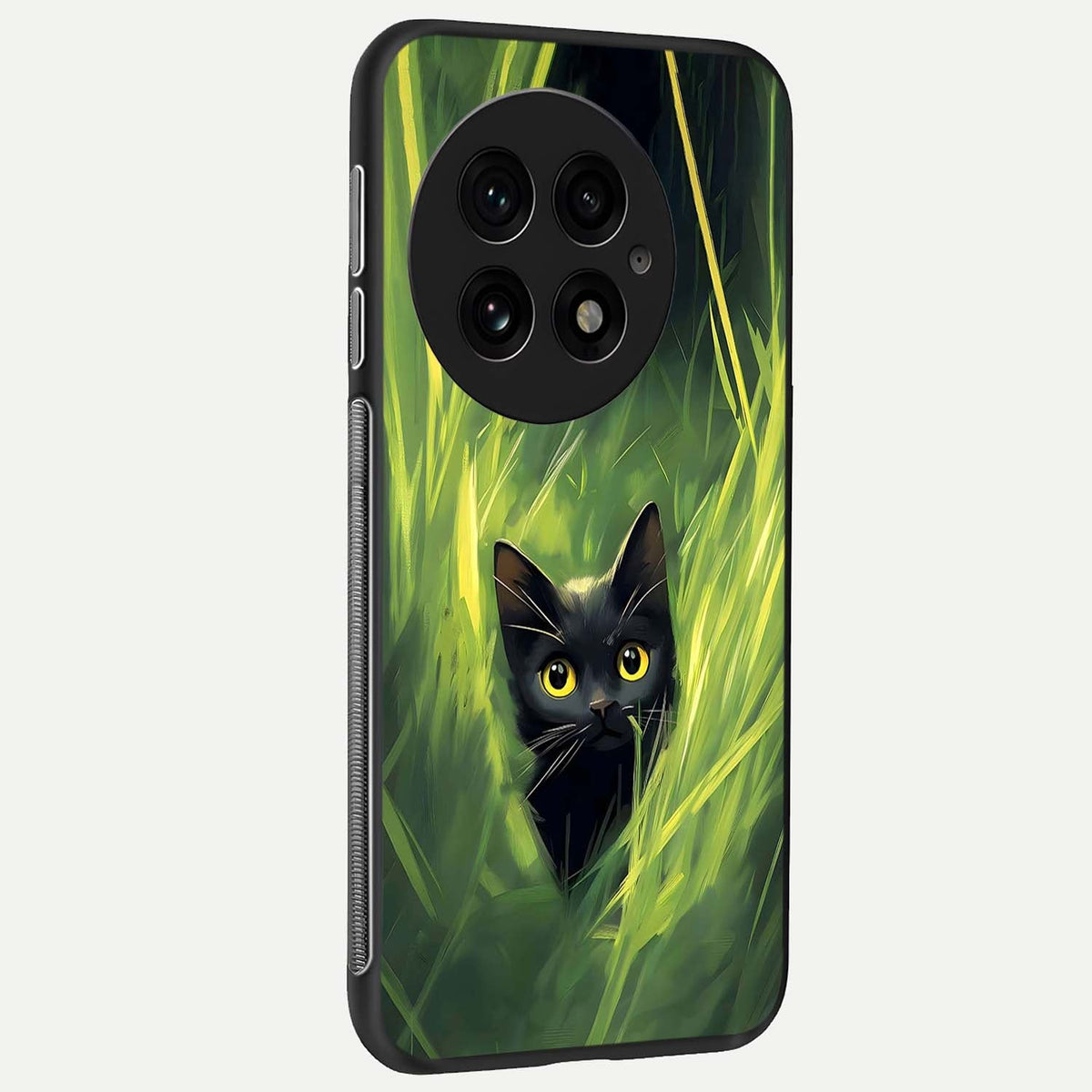 Hidden Cat Whisper back cover For OnePlus 13 slim fit glass case with vibrant aesthetic design