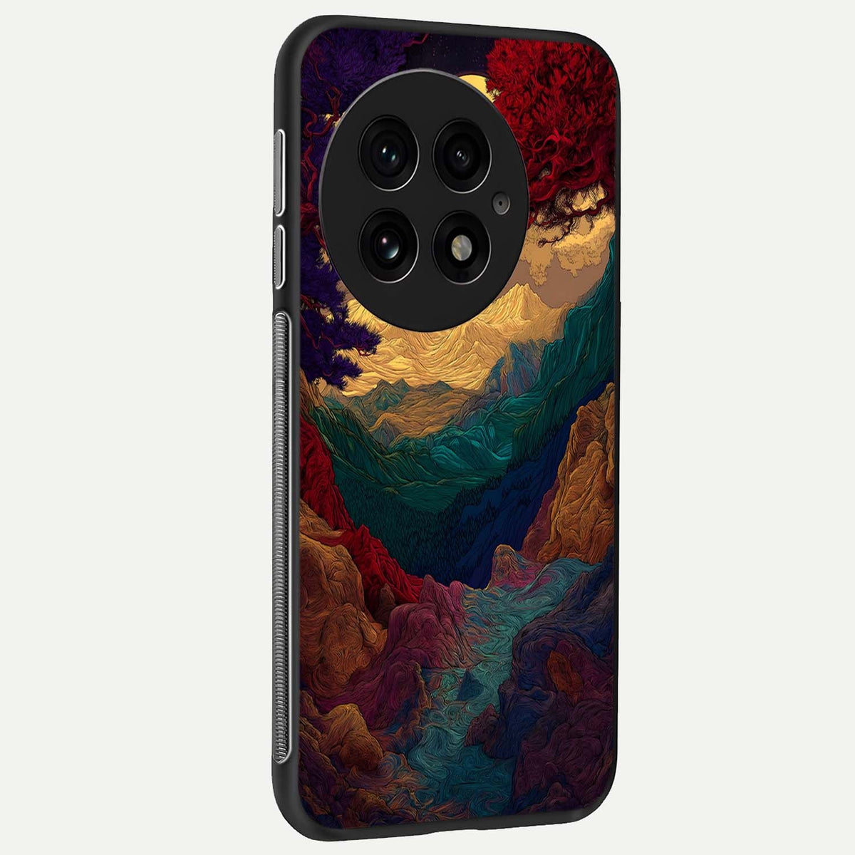Mystic Valley Light back cover For OnePlus 13 slim fit glass case with vibrant aesthetic design