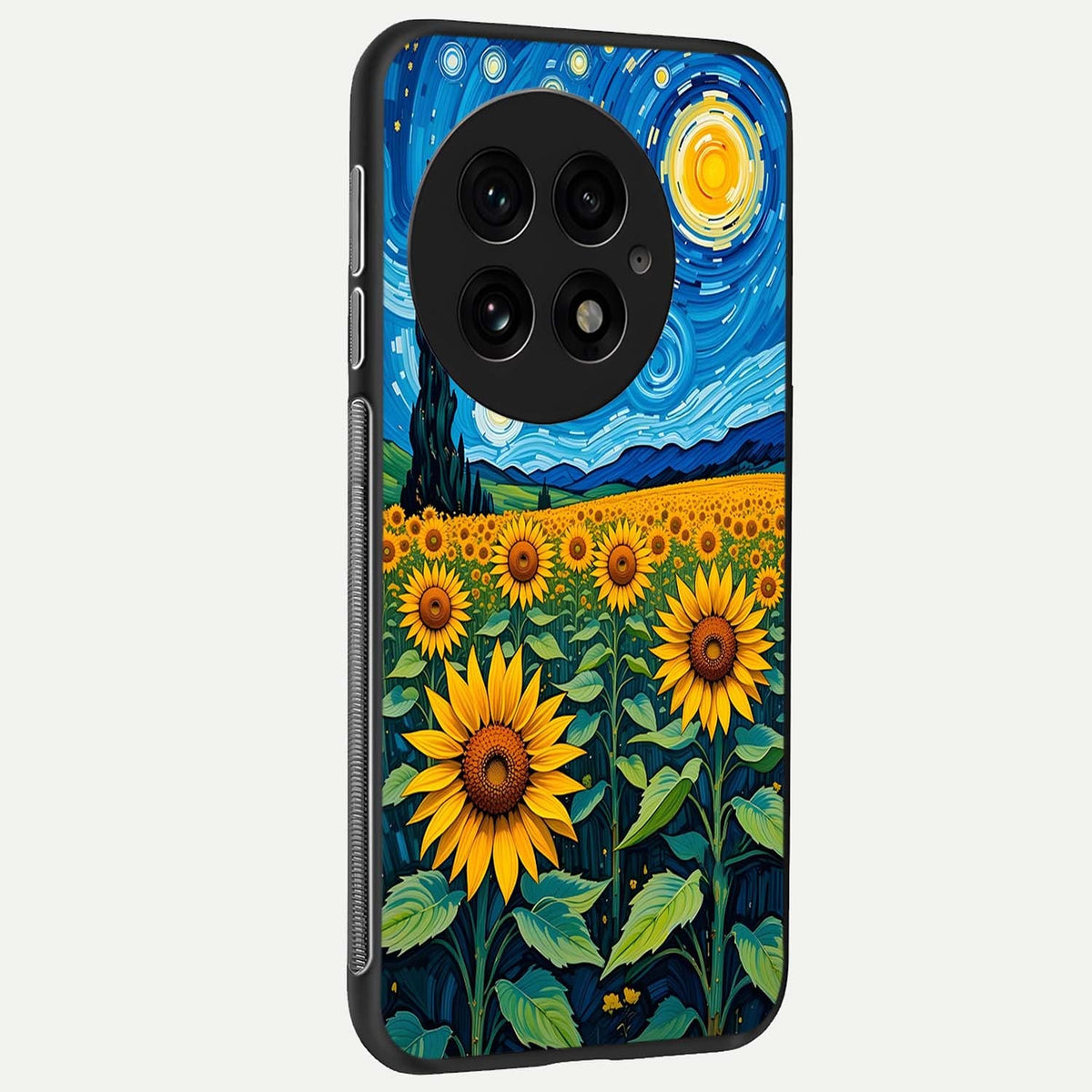 Starry Sunflower Dreams back cover For OnePlus 13 slim fit glass case with vibrant aesthetic design