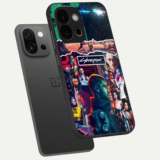 CYBERPUNK Legacy phone case For OnePlus 13S showing premium glass back cover with detailed artwork