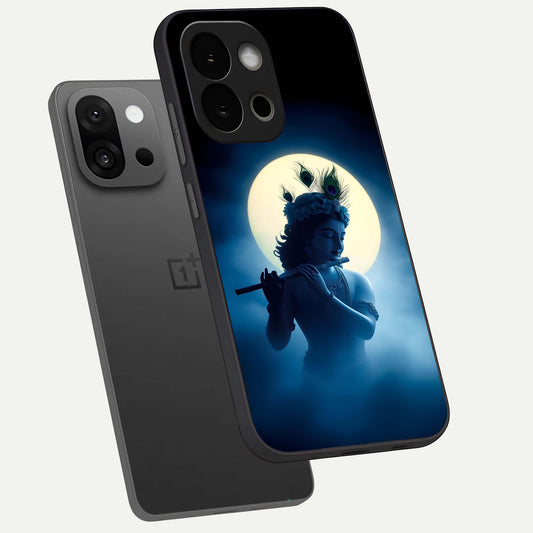 Divine Moon Flute phone case For OnePlus 13S showing premium glass back cover with detailed artwork
