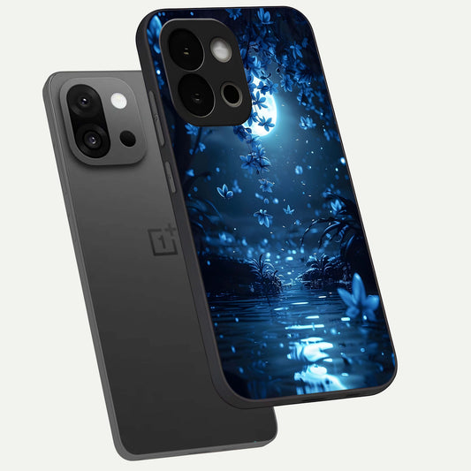 Moonlight Petal Dream phone case For OnePlus 13S showing premium glass back cover with detailed artwork
