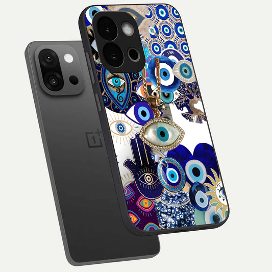 Mystic Charm Eye phone case For OnePlus 13S showing premium glass back cover with detailed artwork