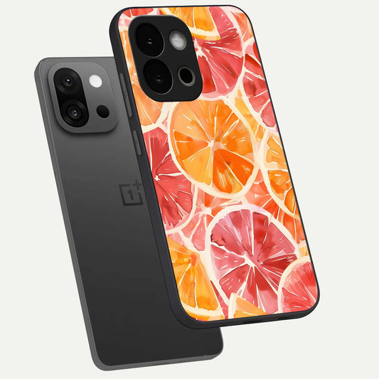 Orange Fruits Pattern phone case For OnePlus 13S showing premium glass back cover with detailed artwork