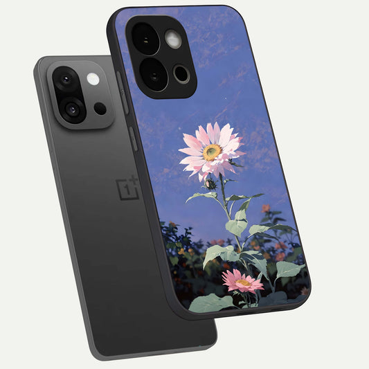 Pink Shells Outline phone case For OnePlus 13S showing premium glass back cover with detailed artwork