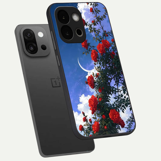 Rose Drift Flowers phone case For OnePlus 13S showing premium glass back cover with detailed artwork