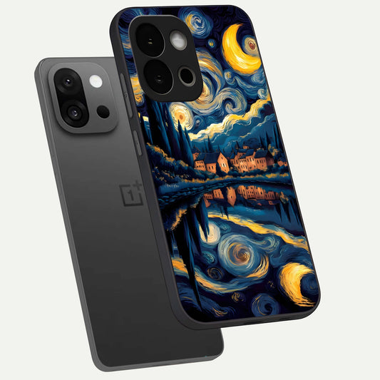Starry Sky Serenity phone case For OnePlus 13S showing premium glass back cover with detailed artwork