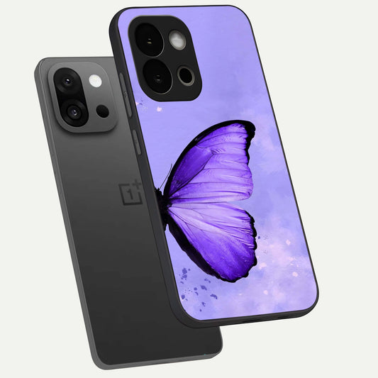Violet Dream Wing phone case For OnePlus 13S showing premium glass back cover with detailed artwork