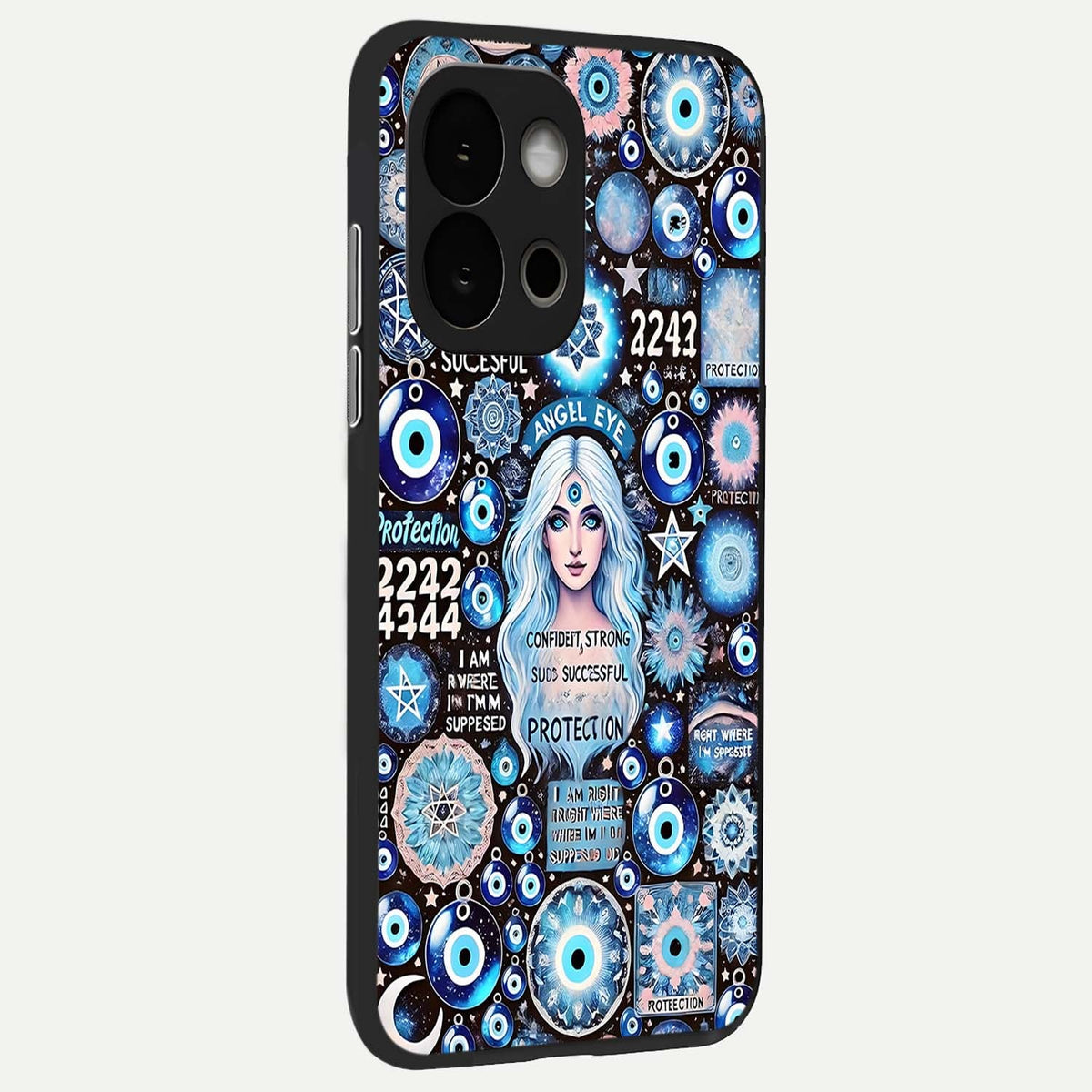 Angel Aura Shield back cover For OnePlus 13S slim fit glass case with vibrant aesthetic design
