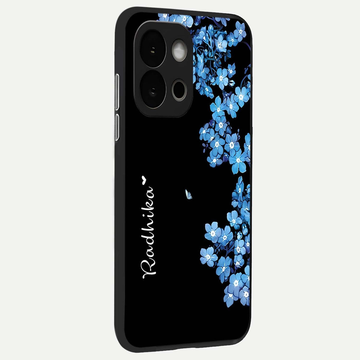 Blue Petal Dream Custom Name back cover For OnePlus 13S slim fit glass case with vibrant aesthetic design