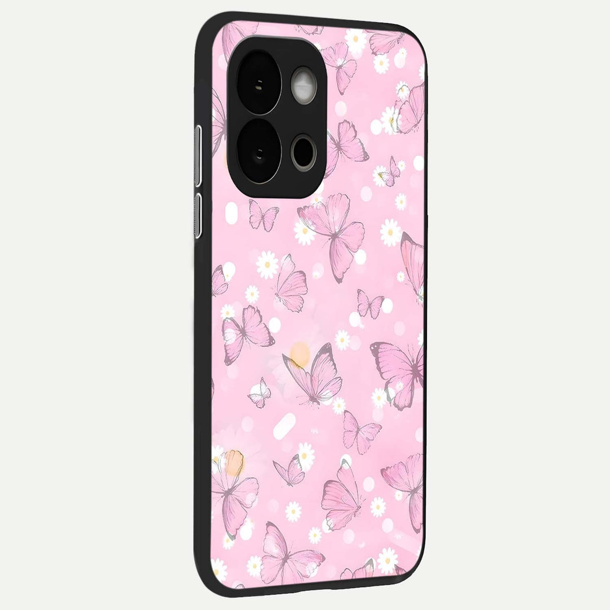 Blush Butterfly Garden back cover For OnePlus 13S slim fit glass case with vibrant aesthetic design