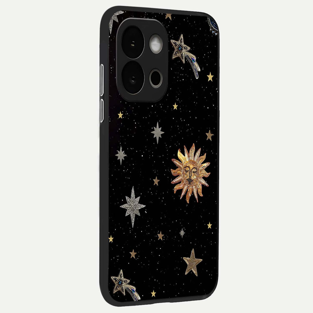 Celestial Moon With Stars back cover For OnePlus 13S slim fit glass case with vibrant aesthetic design