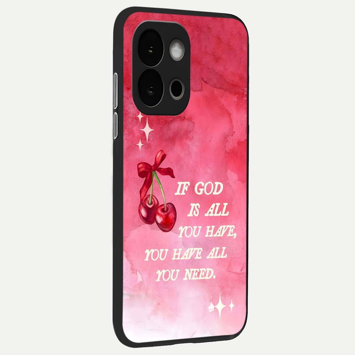 Cherry Quote back cover For OnePlus 13S slim fit glass case with vibrant aesthetic design