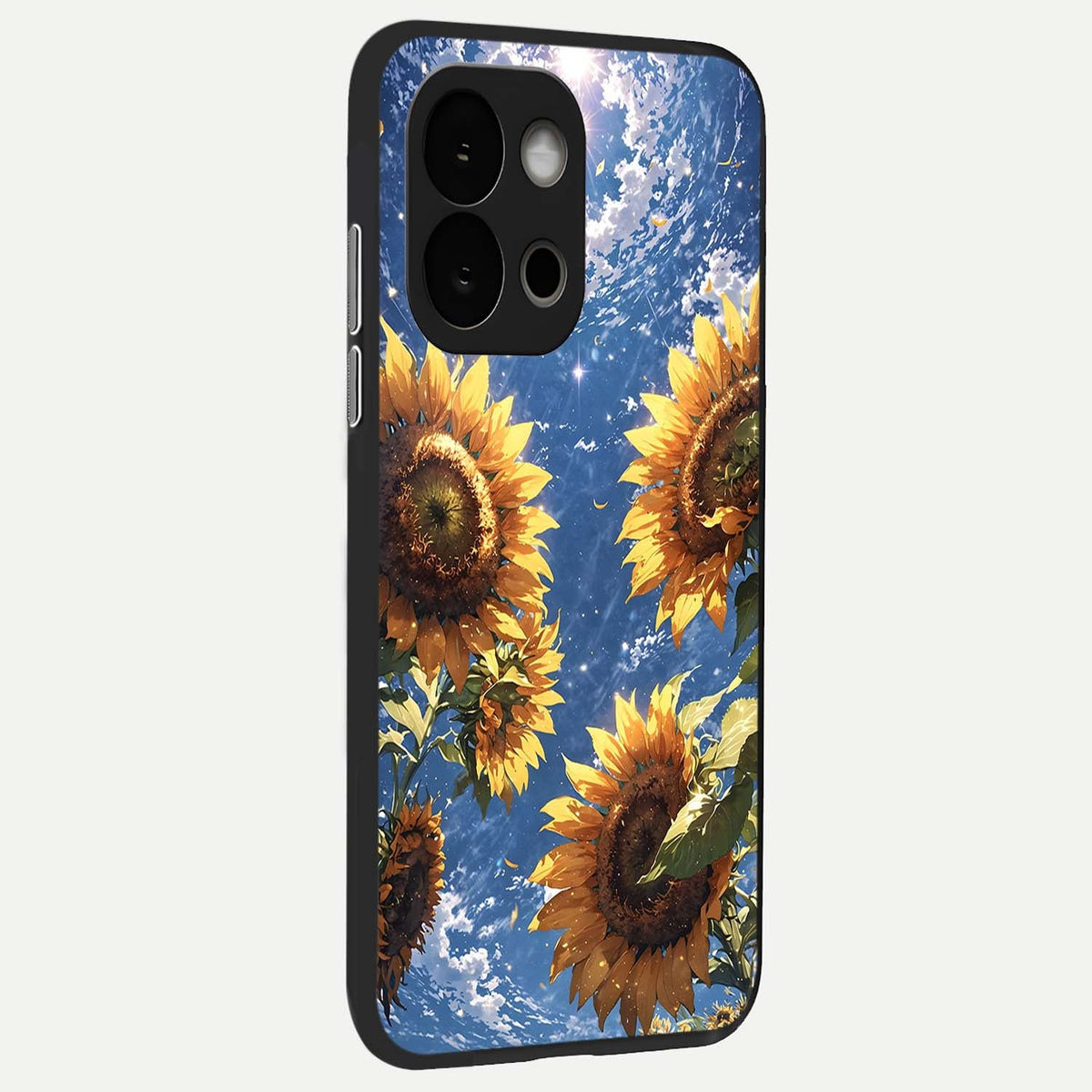 Heavenly Sunflower Rise back cover For OnePlus 13S slim fit glass case with vibrant aesthetic design