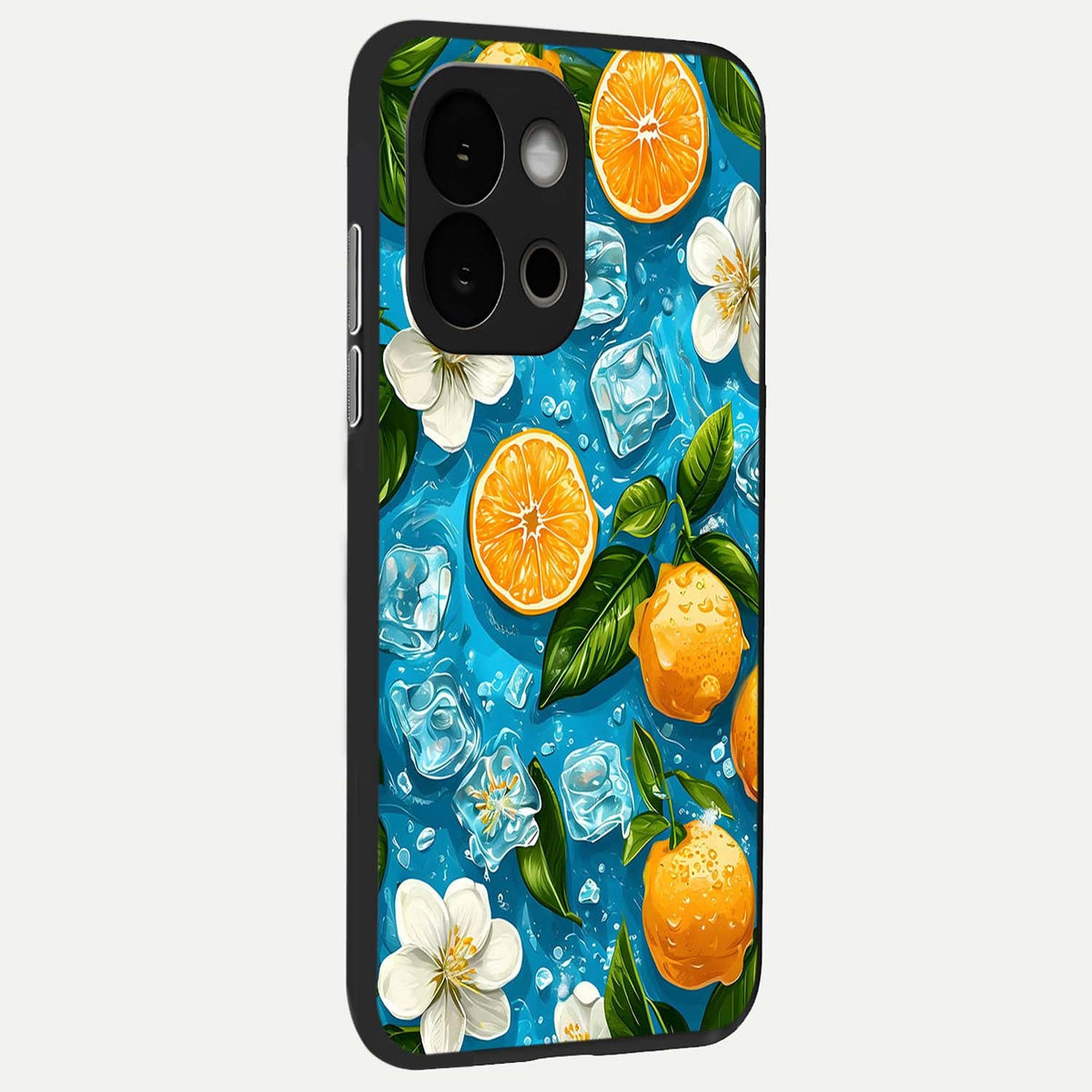 Ice Cube With Orange back cover For OnePlus 13S slim fit glass case with vibrant aesthetic design