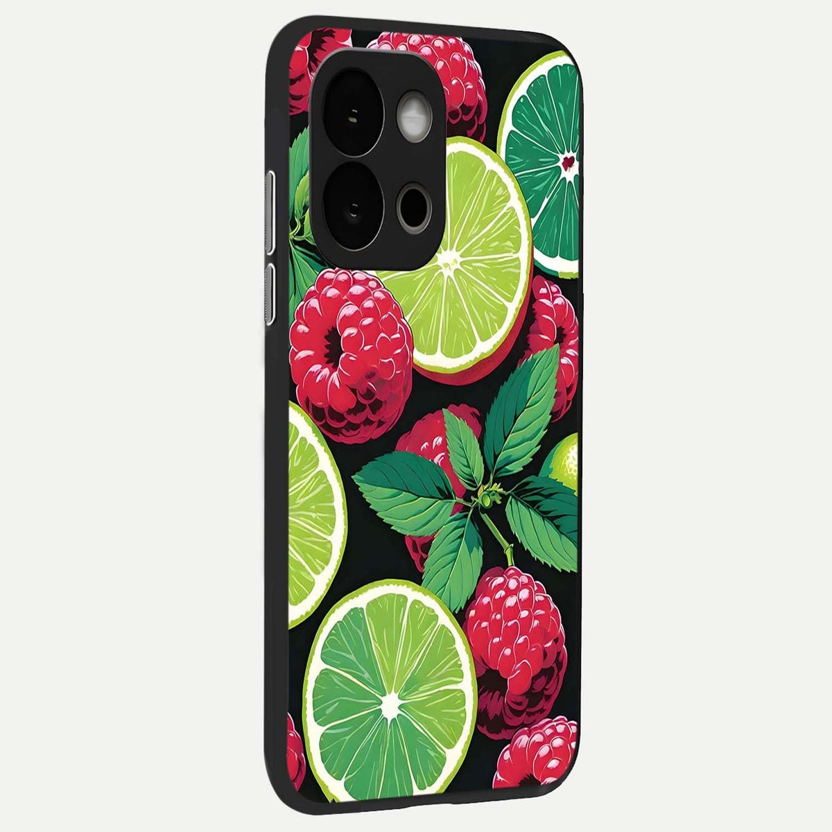 Lime and Raspberry Pattern back cover For OnePlus 13S slim fit glass case with vibrant aesthetic design