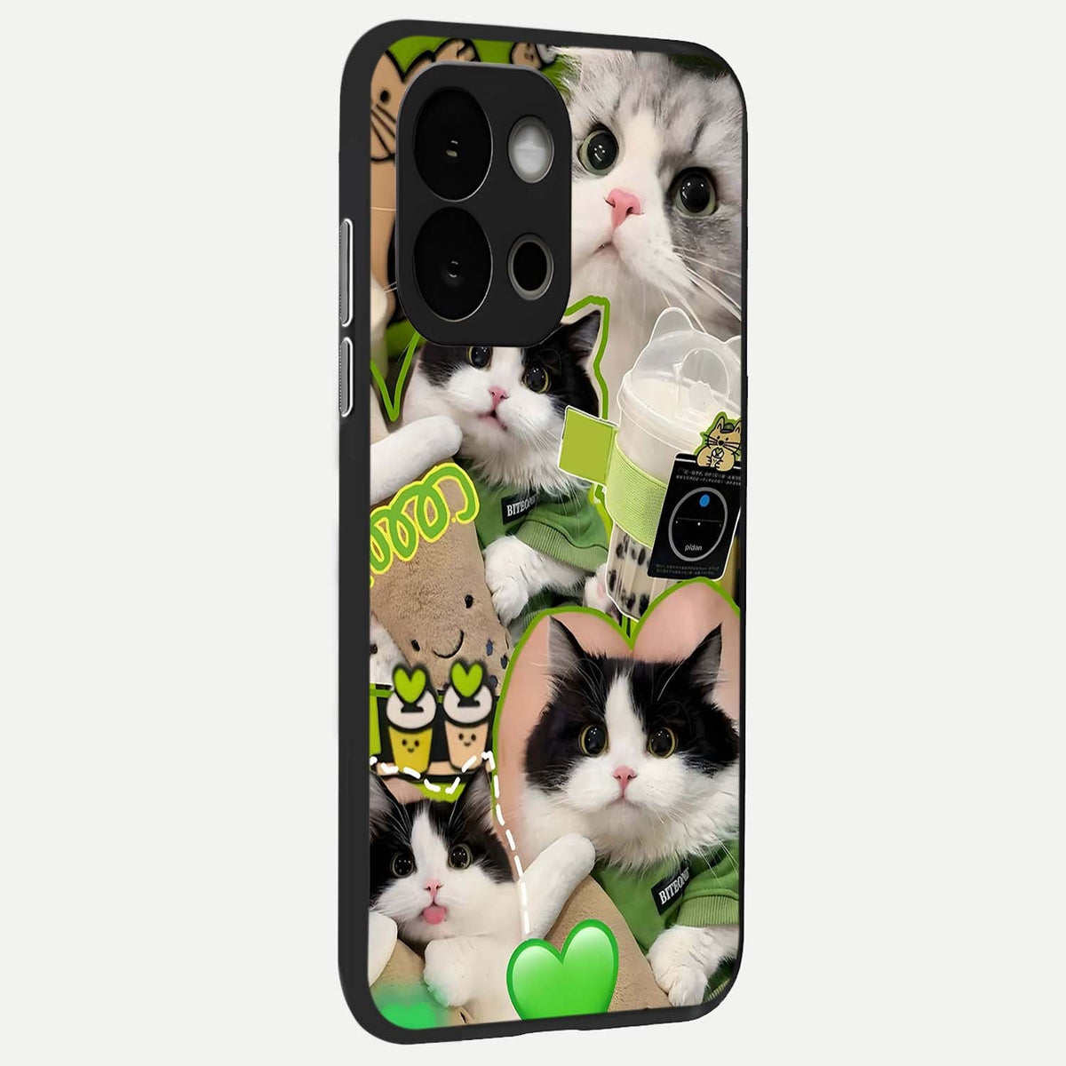 Matcha Cats Mood back cover For OnePlus 13S slim fit glass case with vibrant aesthetic design