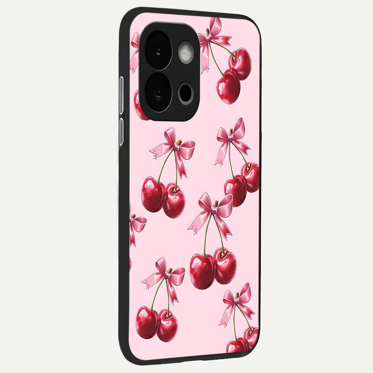 Red Cherries Pattern back cover For OnePlus 13S slim fit glass case with vibrant aesthetic design