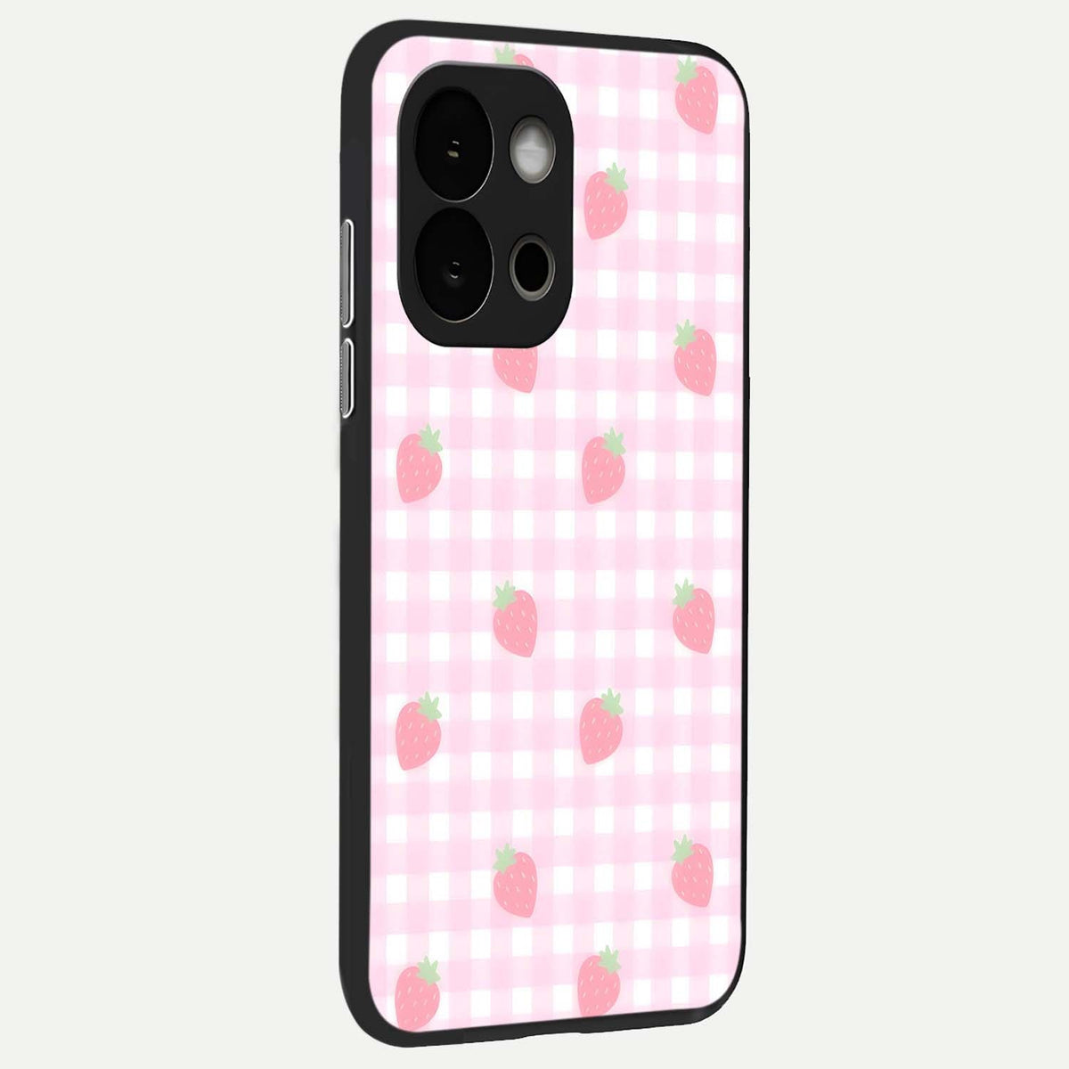 Strawberry Picnic Love back cover For OnePlus 13S slim fit glass case with vibrant aesthetic design