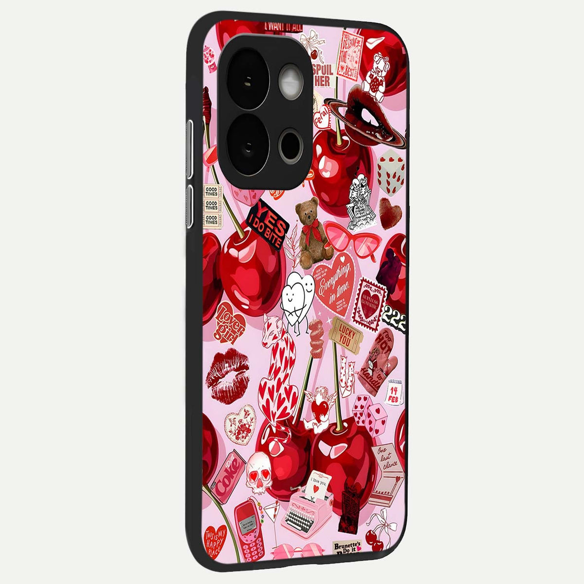 Sweet Cherry Chaos back cover For OnePlus 13S slim fit glass case with vibrant aesthetic design