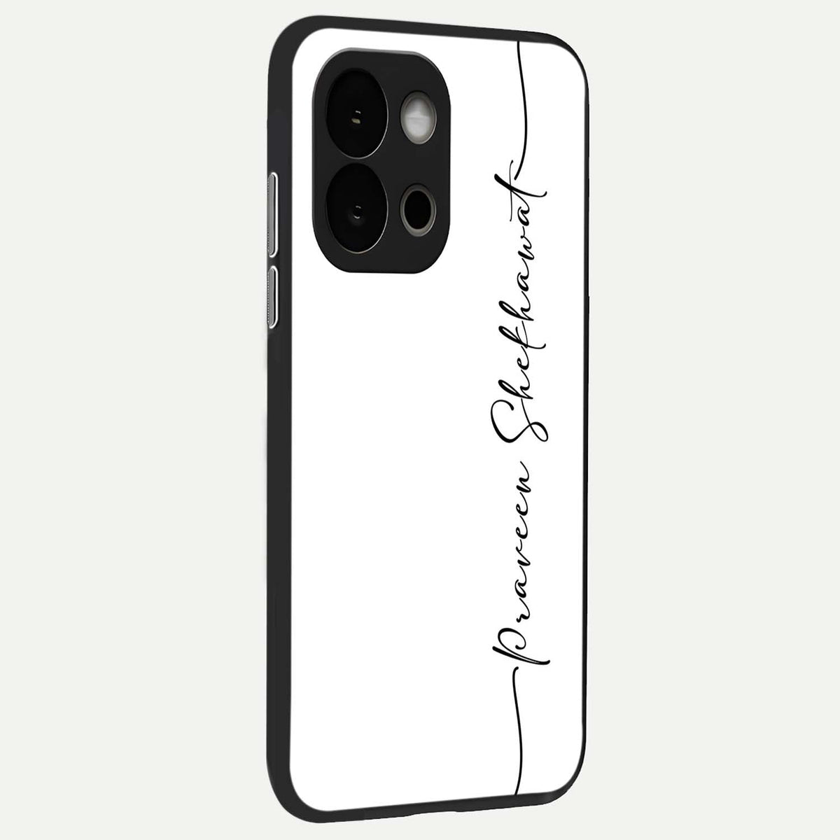 White Tune Custom Name back cover For OnePlus 13S slim fit personalized glass case with aesthetic design