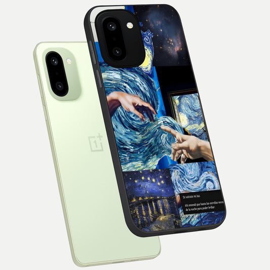 Aesthetic Vando Hands phone case For Oneplus 15R showing premium glass back cover with detailed artwork