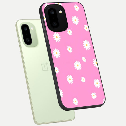Bubblegum Daisy Pop phone case For Oneplus 15R showing premium glass back cover with detailed artwork
