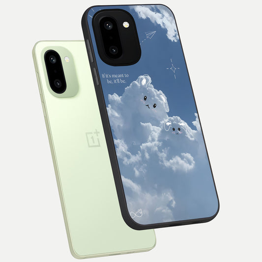 Cloud Bunny Dreams phone case For Oneplus 15R showing premium glass back cover with detailed artwork