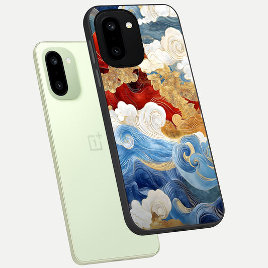 Colored Waves phone case For Oneplus 15R showing premium glass back cover with detailed artwork