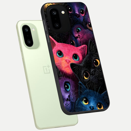 Cosmic Cats Dreams phone case For Oneplus 15R showing premium glass back cover with detailed artwork
