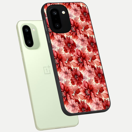 Crimson Love Petals phone case For Oneplus 15R showing premium glass back cover with detailed artwork