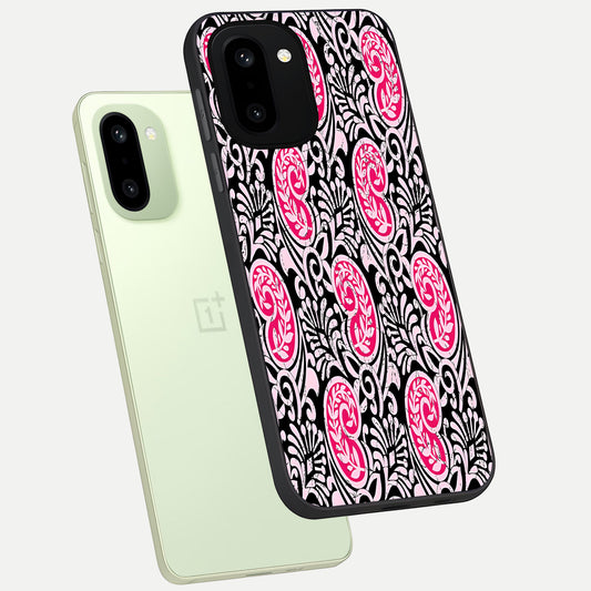 Crimson Paisley Charm phone case For Oneplus 15R showing premium glass back cover with detailed artwork