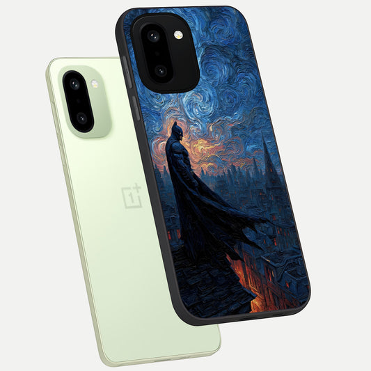 Dark Knight Dusk phone case For Oneplus 15R showing premium glass back cover with detailed artwork