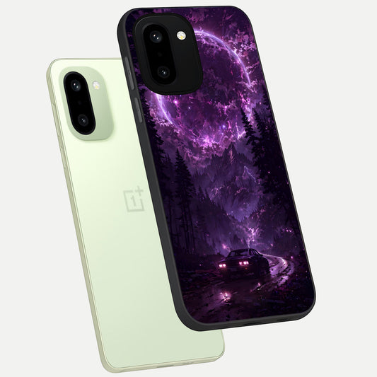 Eternal Cosmic Drive phone case For Oneplus 15R showing premium glass back cover with detailed artwork