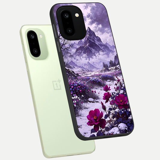 Flower Mountain View phone case For Oneplus 15R showing premium glass back cover with detailed artwork