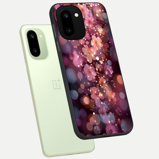 Glowing Petal Bliss phone case For Oneplus 15R showing premium glass back cover with detailed artwork