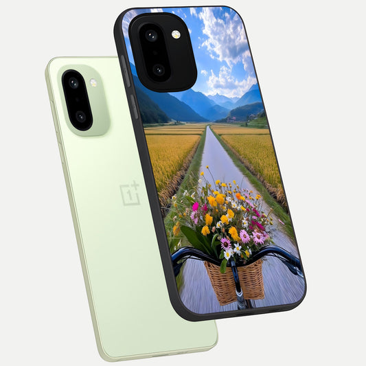 Golden Field Journey phone case For Oneplus 15R showing premium glass back cover with detailed artwork