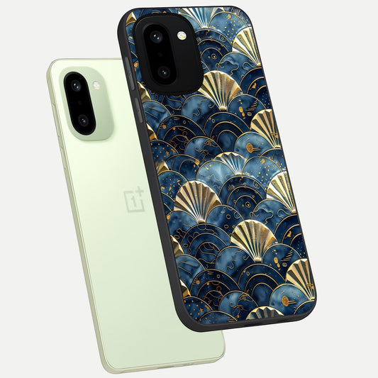 Golden Wave Luxe phone case For Oneplus 15R showing premium glass back cover with detailed artwork