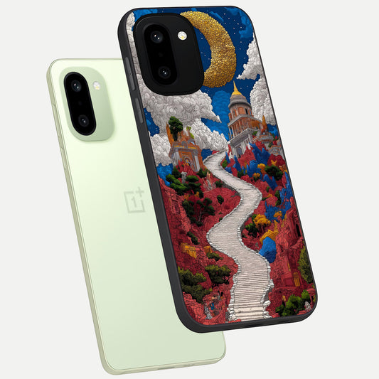 Heavenly Moon Path phone case For Oneplus 15R showing premium glass back cover with detailed artwork