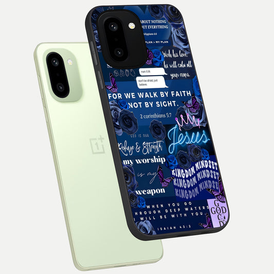 Kingdom Faith Glow phone case For Oneplus 15R showing premium glass back cover with detailed artwork